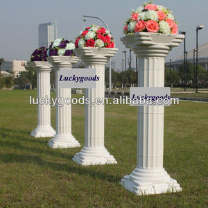 HJ240009, plástico de calidad blanca, decoración decorativa de boda de PVC, pilares romanos para decoración de escenario de eventos de boda