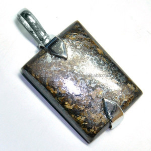 925 Sterling Silver Gold Sheen Obsidian Pendentif Inde Mode Pendentif De Mariée avec Pierre Précieuse ESP249 Bijoux - Product Image 1