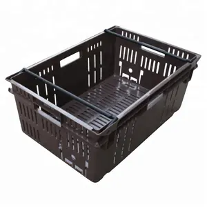 JOIN Plastic Vented Turnover Moving Box Fruit Kitchen Use Cheap Nest Stackable Shipping Vegetable Crates with handle