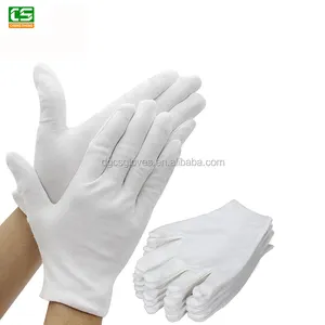 Guantes de mano de trabajo de tela de algodón blancos baratos con su propio logotipo