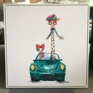 Fabricants d'œuvres d'art d'hôtel <span class=keywords><strong>Peinture</strong></span> texturée <span class=keywords><strong>moderne</strong></span> <span class=keywords><strong>Peinture</strong></span> à l'huile de <span class=keywords><strong>girafe</strong></span> animale sur toile tendue par un cadre en plastique - Product Image 3