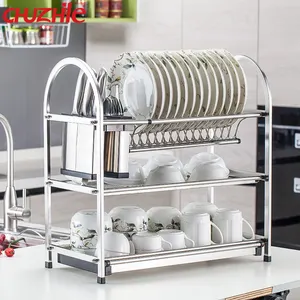 Wholesale price metal wire Dish Rack Plate Dish Drying Rack With cup Stand storage holders &amp; racks