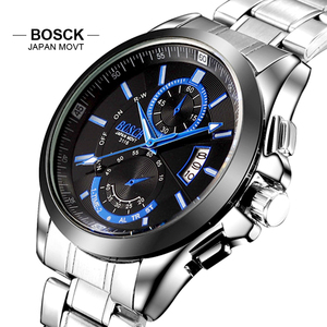 <span class=keywords><strong>BOSCK</strong></span> นาฬิกาควอตซ์ของผู้ชาย,นาฬิกาออโต้ Montre ทนทานต่อน้ำทำจากสเตนเลสสตีลลำลองแนวธุรกิจปี3116 - Product Image 4