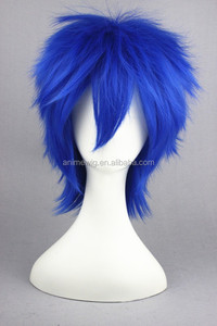 Alta calidad 35cm corto <span class=keywords><strong>azul</strong></span> recto Vocaloid Kaito <span class=keywords><strong>peluca</strong></span> sintética Anime <span class=keywords><strong>Halloween</strong></span> fiesta pelo Cosplay disfraz <span class=keywords><strong>peluca</strong></span> - Product Image 3