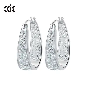 CDE YE1122 Luxurious 925 Silver Fine Jewelry Hot Sale Girl Hoop Earring wholesale Rhodium Plated zircon Earring