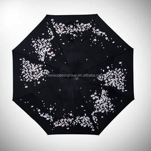 Parapluie pliant inversé personnalisé en gros avec poignée en plastique étanche à la pluie couleurs et conceptions personnalisées - Product Image 3