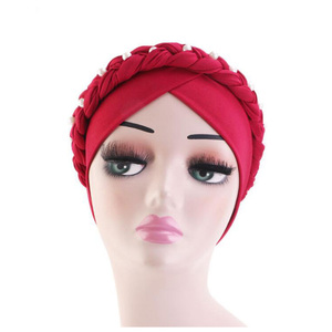Chapeaux <span class=keywords><strong>turban</strong></span> pour femmes adultes, élégants et tendance, de style musulman tressé - Product Image 2