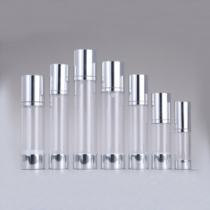 Clear Airless 15ml 20ml 25ml 30ml 50ml 80ml 100mL 120ml Botellas de loción de plástico redondas con bombas cosméticas de fondo superior de aluminio - Product Image 5