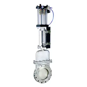 COVNA Tipe Flange Knife Gate Valve 4 Inci Besi Tahan Karat Pneumatik Knife Gate Valve Lumpur Knife Gate Valve