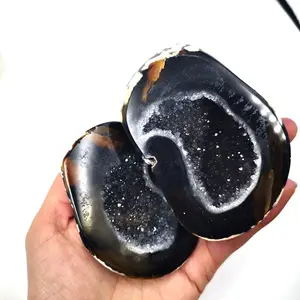 Mascotte en cristal naturel, 1 pièce, haute qualité, Agate noire, géode, cornucopie, Reiki