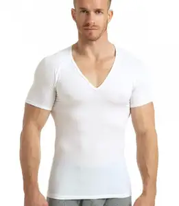 Effective sweat proof T-shirt saves you from embarrassing wet marks and yellow stains Deep v-neck undershirt t shirts