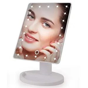 Espelho retangular ajustável para maquiagem, espelho cosmético portátil para mesa de luxo com luz de 22 led