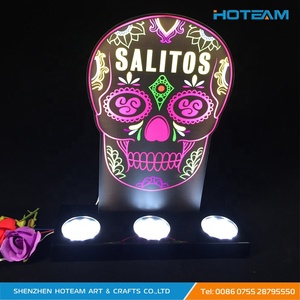 Exhibidor de Acrílico <span class=keywords><strong>SALITOS</strong></span> para 3 Botellas, Barra de Luz, Exhibidor de Mostrador, Soporte para Mancave - Product Image 2