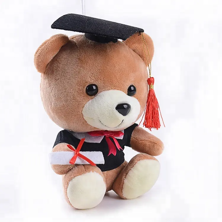 15cm cute brown plush graduation bear keychain