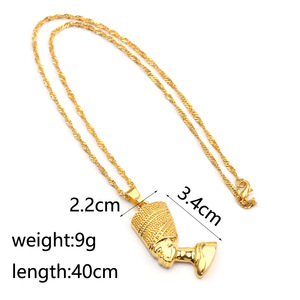 Collier en plaqué or pour homme et femme, bijoux africains, pendentif de reine égyptien, néfertiti, vente en gros, tendance, nouvelle collection - Product Image 3