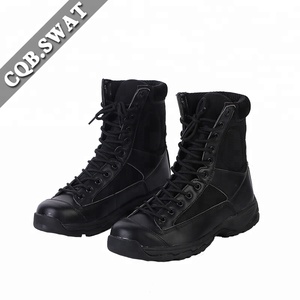 Bottes de cheville tactiques de combat résistantes aux coups de couteau noires avec fermeture à lacets pour l'hiver - Product Image 3