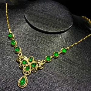 Egitto da sposa di cerimonia nuziale dei monili della pietra preziosa 18k oro Del Sud Africa diamante 5.1ct naturale vivido verde smeraldo del pendente della collana - Product Image 3