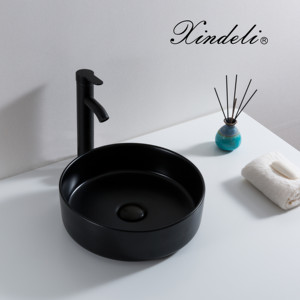 Lavandino del bagno lavandino della nave nero opaco sopra il lavandino rotondo della <span class=keywords><strong>ciotola</strong></span> del controsoffitto della porcellana - Product Image 2