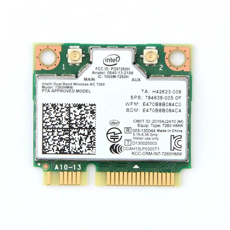 AC72607260HMW ac Mini PCI-E 2.4G 5Ghz Wlan4.0Wifiカード802.11用デュアルバンドワイヤレスWifiカード