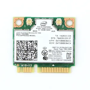 दोहरी बैंड वायरलेस वाईफ़ाई कार्ड AC7260 7260HMW एसी मिनी PCI-ई के लिए 2.4G 5Ghz Wlan 4.0 वाईफ़ाई कार्ड 802.11
