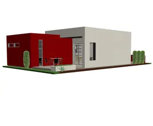 Villa prefabricada de bajo coste, 100m2, con techo plano