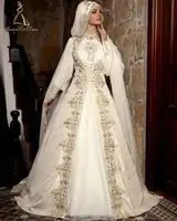 शैम्पेन ब्राइडल गाउन नवीनतम Beading पैटर्न मनके और गौण 2017 दो टोन ट्यूनीशियाई Vestido डे Novia शादी की पोशाक