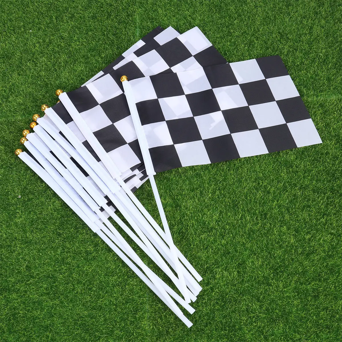 कस्टम लोगो हाथ लहराते झंडे मिनी चेकर झंडा कार रेसिंग झंडा