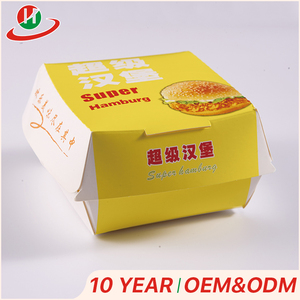 alta calidad caja de embalaje de cartón blanco reciclable personalizada impresa hamburguesa de comida <span class=keywords><strong>para</strong></span> llevar con tapa - Product Image 2