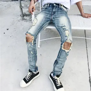 OEM nuevo estilo rasgado contenida estilo dropshipping. Exclusivo. Hombres pantalones vaqueros