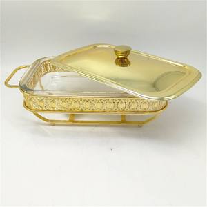 2L Enkele Pan Ijzer + Glas Zilver Buffet Server Warming Lade - Product Image 1