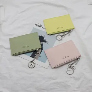 Mini zip pu leather keychain card case credit card holder