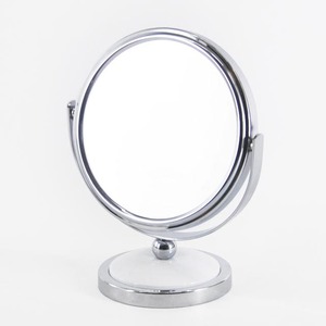 Espejo de maquillaje de metal pequeño con diseño de cuentas redondas clásicas - Product Image 2