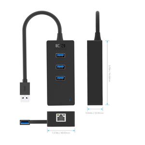 ICZI Đen <span class=keywords><strong>USB</strong></span> 3.0 HUB với 3 cổng & 1000M Ethernet RJ45 12-tháng bảo hành Tương thích với bề mặt <span class=keywords><strong>Pro</strong></span> 6 máy tính xách tay trong kho - Product Image 3