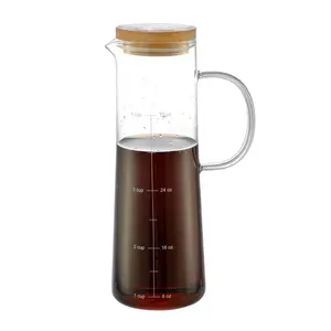 Jarra de vidro borosilicato alto, com bico, água de carafe, mini jarra de água de vidro transparente