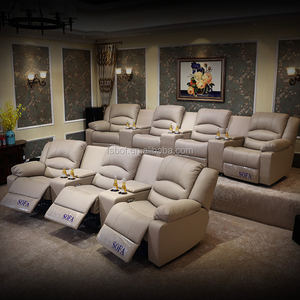 Home <span class=keywords><strong>Theater</strong></span> Kursi <span class=keywords><strong>Sofa</strong></span> Bangku Ganda, Dudukan Bioskop Berenda Mebel Modern Ruang Tamu <span class=keywords><strong>Sofa</strong></span> Kulit Asli - Product Image 1