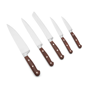 Juego de cuchillos de cubiertos de 6 piezas con mango de madera Pakka con soporte de madera de goma - Product Image 3