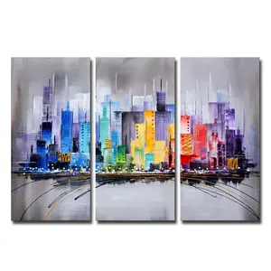 3 panels abstract handmade oil painting