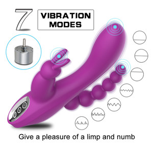 <span class=keywords><strong>Vibratore</strong></span> Anale a Tre Teste a Forma di Coniglio, Multiuso Ergonomico con 7 Modalità di Vibrazione, Stimolatore <span class=keywords><strong>Prostatico</strong></span> - Product Image 5