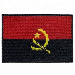 Alibaba proveedor de China al por mayor parches bordados Bandera de parche de Angola