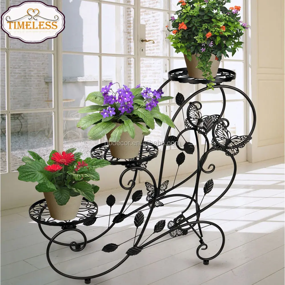 Vente directe d'usine support de fleur en fer forgé balcon salon support de fleur multicouche présentoir de pot de fleur