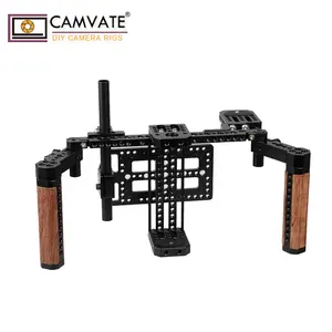 CAMVATE Tay Cầm Bằng Gỗ Máy Ảnh Giám Đốc Màn Hình Cage Núi cho 5 "& 7" Màn Hình LCD