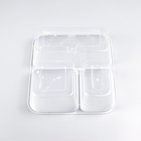 Boîte à lunch carrée à trois compartiments Conteneurs alimentaires en plastique à emporter Conteneur à bento Boîte en plastique