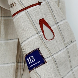 Blazer da <span class=keywords><strong>Uomo</strong></span> Elegante <span class=keywords><strong>Beige</strong></span> Monopetto Taglie Forti Vestibilità Slim Mezza Fodera a Quadri 100% Lana per Abiti Estivi - Product Image 2