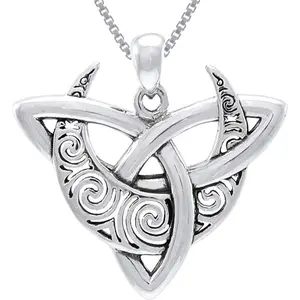 wholesale 925 Sterling Silver Celtic Triquetra Moon Goddess Knot Pendant necklace