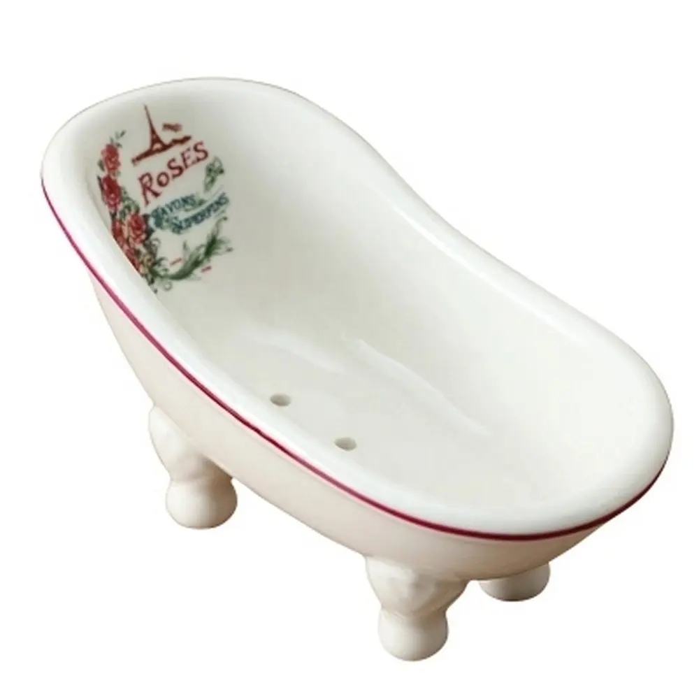 Mini jabonera de porcelana con forma de bañera, productos de baño con efecto mármol, soporte para caja de jabón, venta al por mayor, 2021