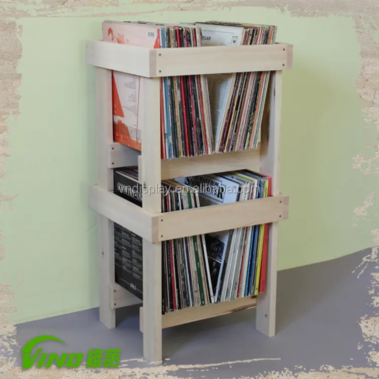 Massief Houten Cd Case Houder, Vinyl Record Opslag Krat, Record Houder