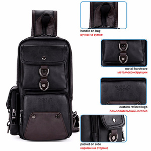 VICUNA POLO Trendige Brusttasche mit Vordertasche Neuerscheinung Casual PU-Leder Große Schwarze Umhängetasche Herrentasche - Product Image 5