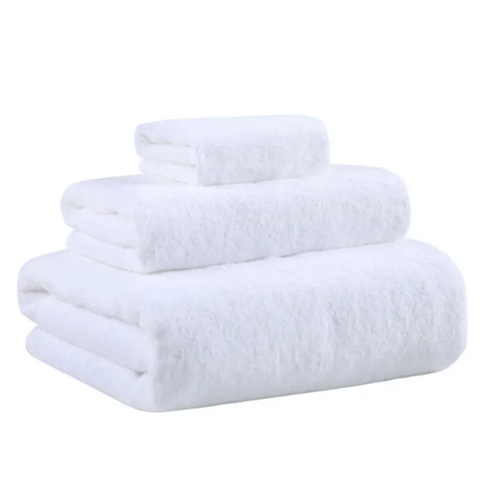 Atacado barato 100 algodão hotel toalha branca lisa set para banheiro