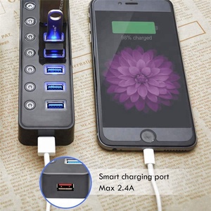 Multi <span class=keywords><strong>USB</strong></span> <span class=keywords><strong>Hub</strong></span> 30 3.0, séparateur de données 7 ports, avec commutateurs individuels, 5Gbps - Product Image 3
