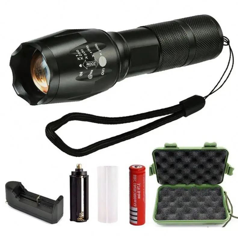 Handheld Flashlight LED XML T6 Water Resistant Camping Torch Adjustable Focus Zoom Tactical Flashlight